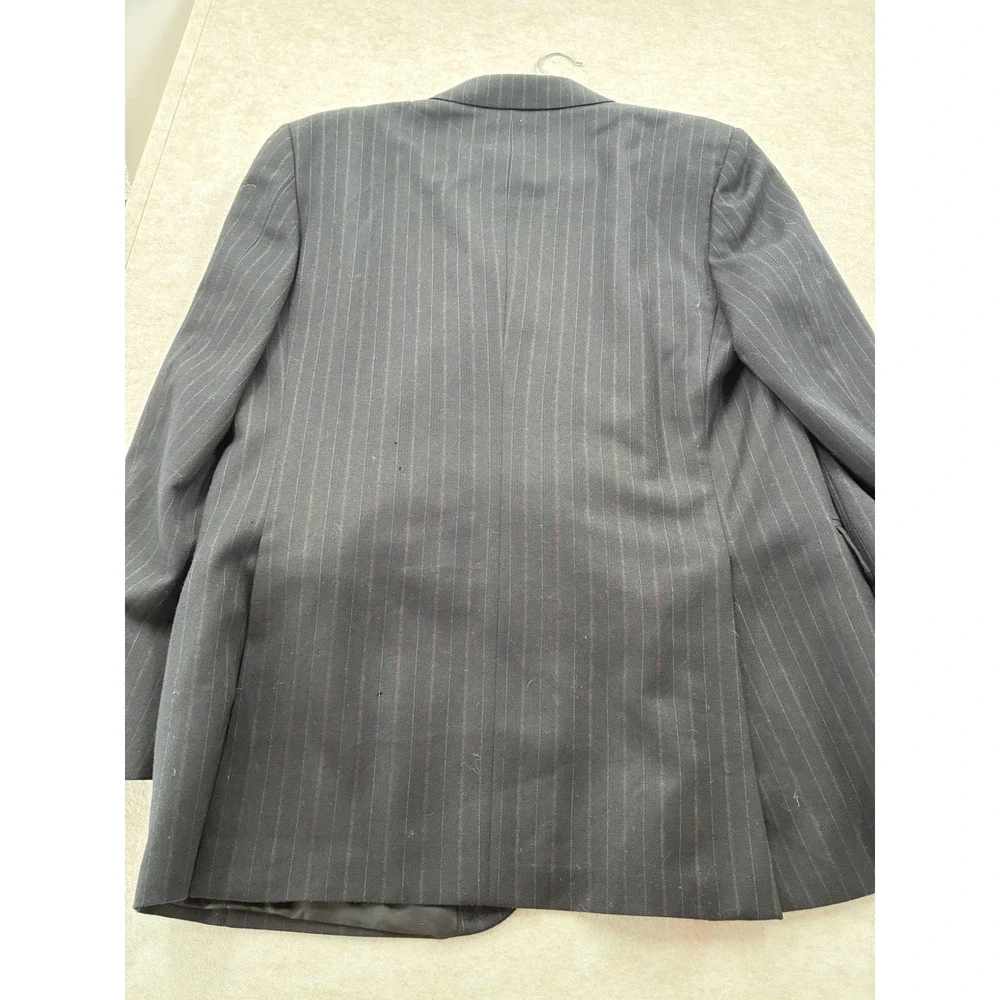 Esserre Mens Pinstripe Suit Black 100% Virgin Wool Italy Dark Academia
